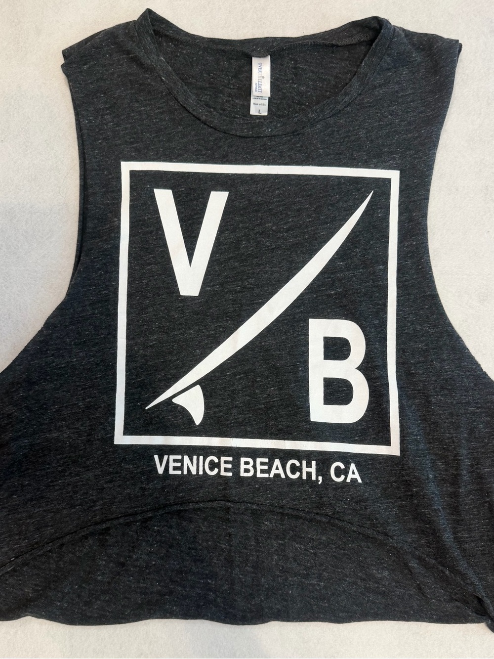Women’s Venice Beach Dark Grey Graphic Muscle Tank Top - VB Logo